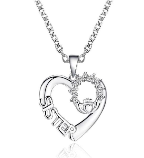 

pendant necklaces zircon sister crown alphabet necklace adjustable chain 2021 trendy jewelry6474959, Silver