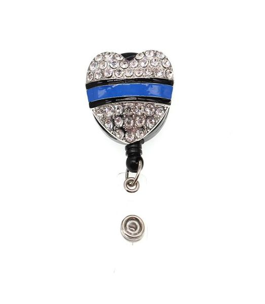 

10pcslot blue enamel rhinestone heart shape badge holder reels medical nurse badge holder key card tag8600135, Gray