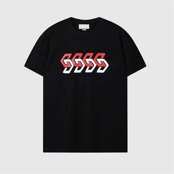 

2023 short-sleeved t-shirt, the same style for men and women, spring and summer new classic print round neck t-shirt 3d effect counter pure, White;black