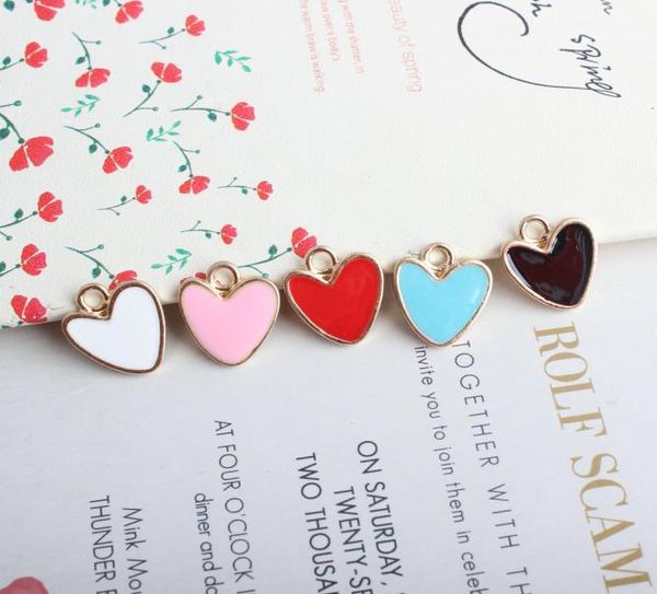 

love heart small enamel gold plated color charms pendants for handmade diy earrings necklace key chain bracelet jewelry making acc4069888, Bronze;silver