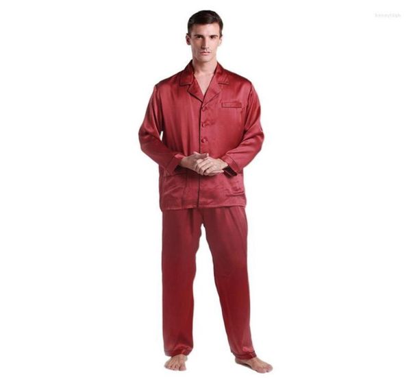 

men039s sleepwear man silk satin two piece pajamas 22 momme long sleeve loungewear pyjamas man039s set6576222, Black;brown
