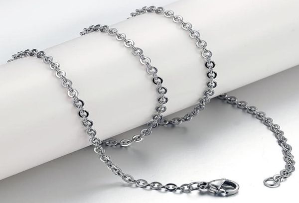 

women chain with extended chain stainless steel o link chain necklace fashion jewelry making 45cm 50cm2939608, Silver