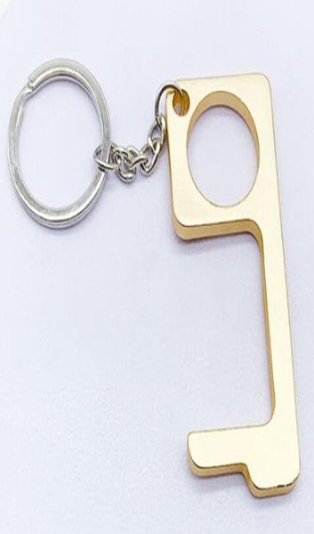 

nocontact key door opener touchless tool for men and women trendy stainless steel hands contactless tool keychain2349780, Slivery;golden