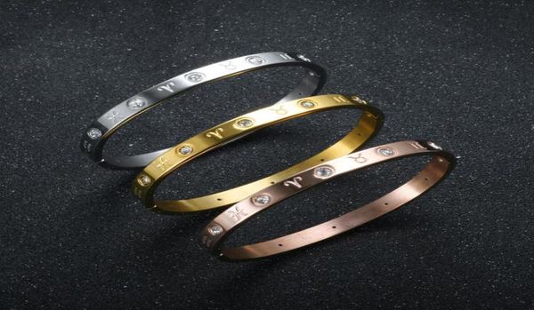 

bangle luxury 12 constellation bracelet women stainless steel lover bangles for men female fashion crystal wedding couple jewelry 9345730, Black
