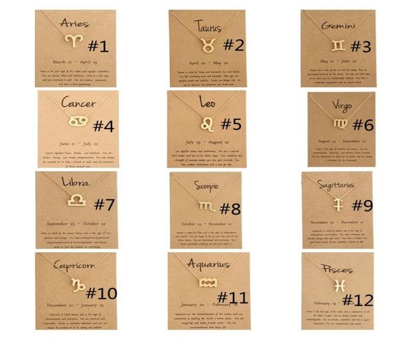 

12 zodiac necklaces for men women pendant necklace with gift card constellation sign gold chain fashion jewelry4914895, Silver
