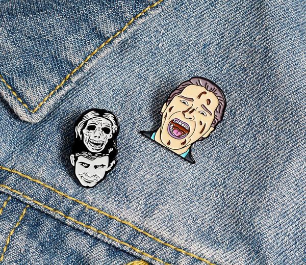 

qihe jewelry thriller funny movie enamel lapel pins skull enamel lapel pins punk skeleton brooches gift for friends whole4537153, Gray
