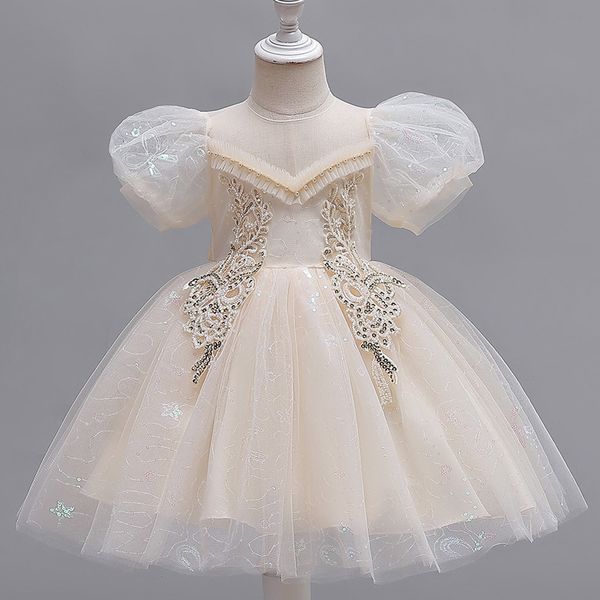 

girl's dresses d2208 children's dress big kid girls' fashion bubble sleeves princess devaco activity birthday gif 230714, Red;yellow