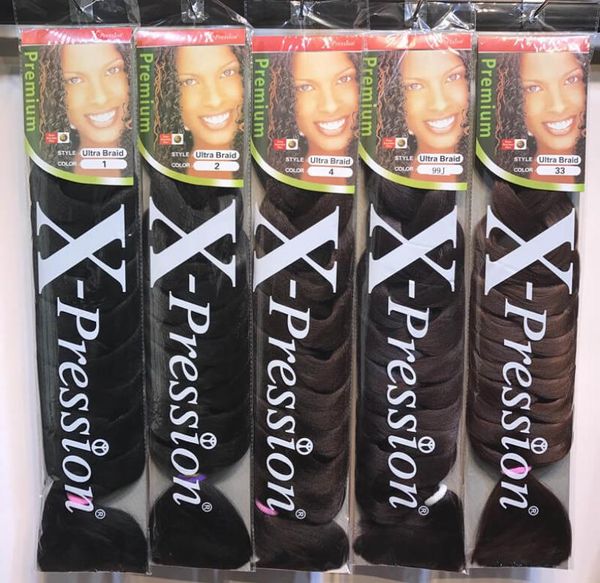 

82inch xpression braiding hair synthetic hair weave jumbo braid lultra braids bulks long cheveux crochet hair extensions 165 grams5353174, Black