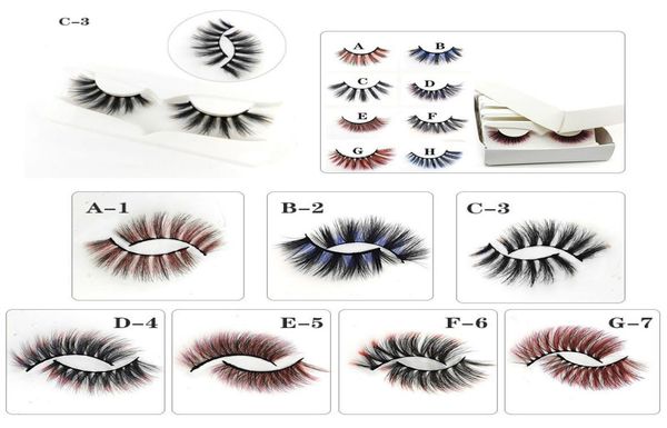 

3d false colored eyelashes natural faux mink fluffy eye lash extension makeup cosplay colorful eyelash dhl j0757708879