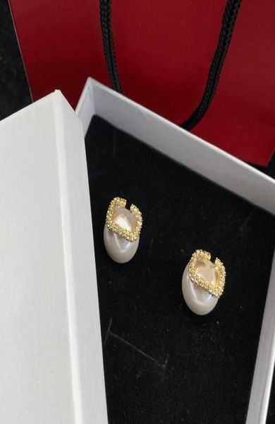 

women designer earring charm pearl ear stud full diamond hoop earrings fashion designer jewelry v suds love bracelets necklace 2208940256, Golden;silver