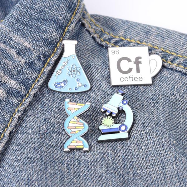 

beaker microscope gene chain enamel pins custom scientific brooch lapel badge bag cartoon jewelry gift for friends8637633, Gray