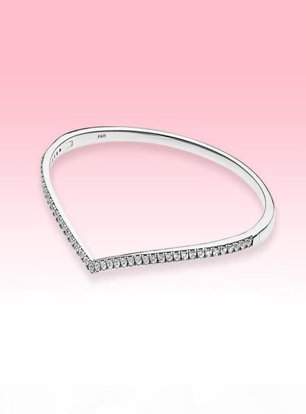 

women wedding bracelet 935 sterling silver cz diamond jewelry for sparkling wishbone bangle bracelets with original box2437051, Black