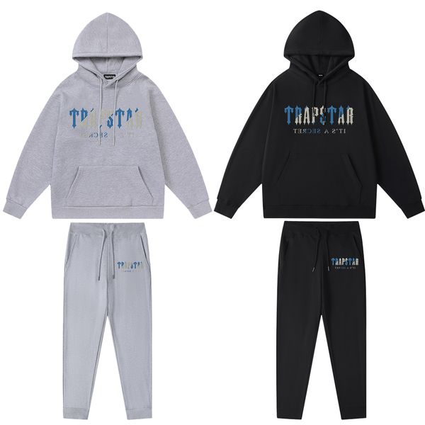

mens trapstar tracksuits sweater trousers set designer hoodies streetwear sweatshirts sports suit embroidery plush letter decoration thick h, Gray