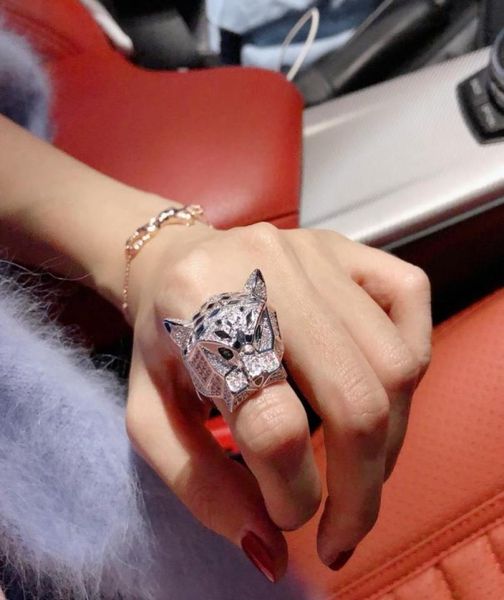 

panthere series big ring luxury brand official reproductions classic style 18 k gilded mechanical panther rings brands6733624, Silver
