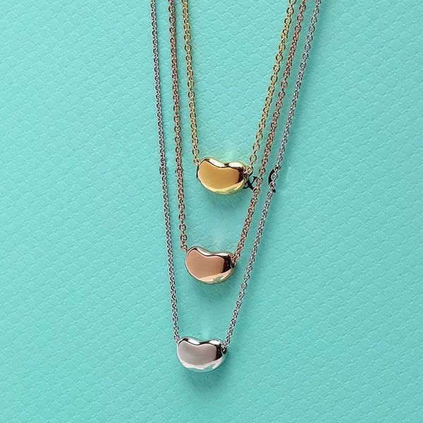 

designer new tiffay's high version steel printed pea necklace women's light luxury fashion collarbone valentine's day gift, Silver