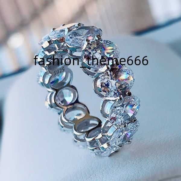 

silver 925 wedding pave rings setting full square simulated diamond cz eternity band engagement wedding stone rings size 5 6 7 8 9 y0723, Slivery;golden