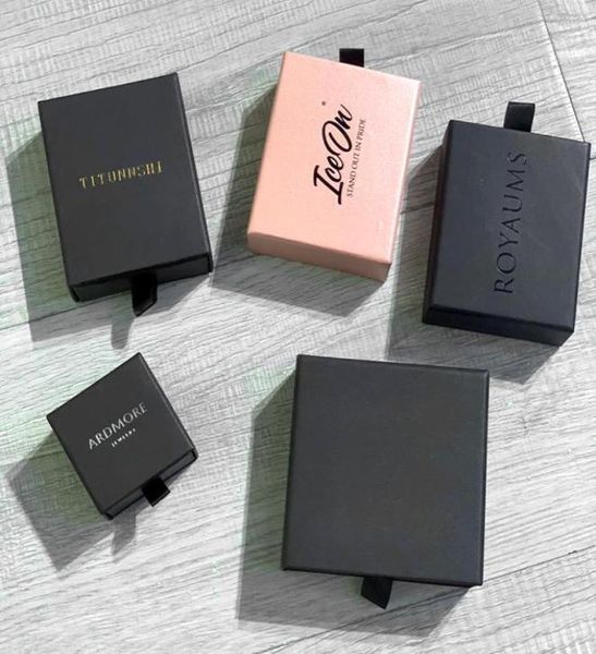 

custom logo design box necklace bracelet earrings jewelry packaging display pink 10pcs pull out whole lots bulk packaging t2009872345, Black;white