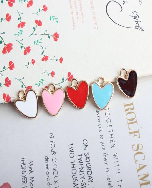 

love heart small enamel gold plated color charms pendants for handmade diy earrings necklace key chain bracelet jewelry making acc8338280, Bronze;silver