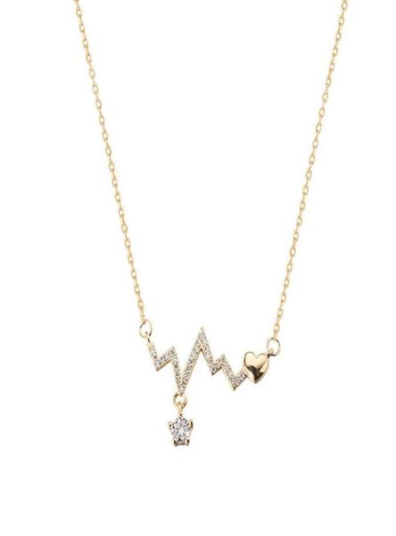 

chokers necklace women heartbeat personality fashionable alloy neck chain choker korean fashion pendant vintage laces4343981, Golden;silver