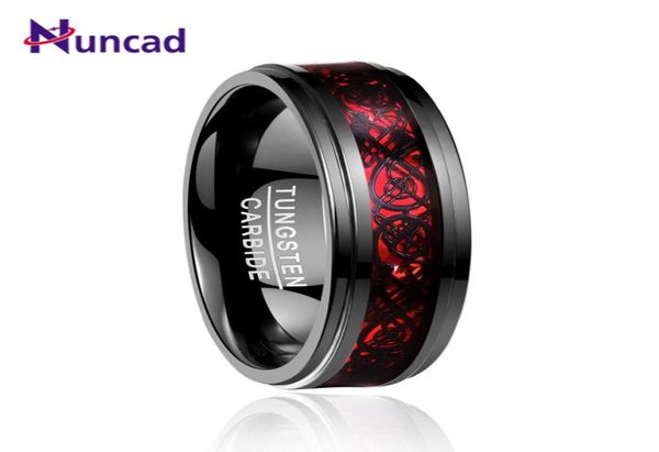 

elegant cool electroplated black inlay red opal paper black dragon pattern step tungsten carbide ring for man t104r d190115022681303, Slivery;golden