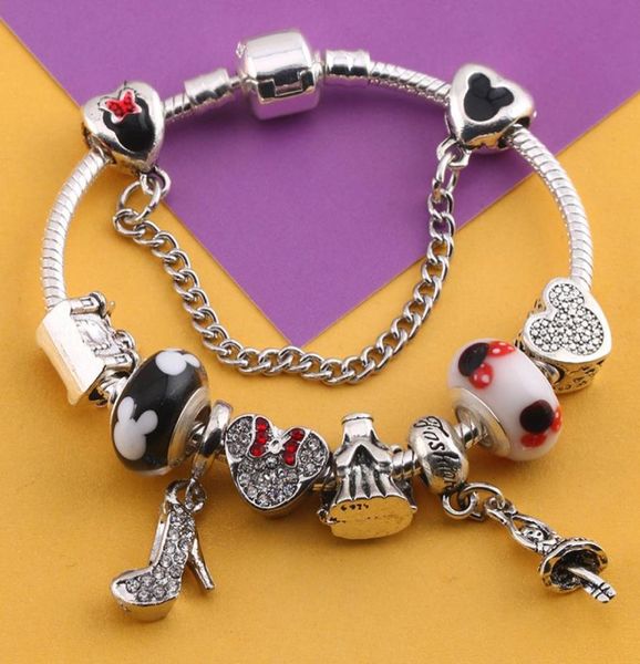 

wholeeuropean charm bead bracelet for p style greenyellow glass beads ladychild bangle jewelry5538017, Black