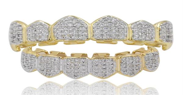 

fashion teeth grillz real gold plated dental grills cz micro paved hiphop teeth grillz ottom grill hip hop bling men jewelry 3888530, Black