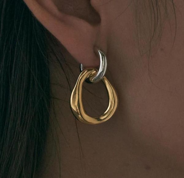 

designer earrings circle earrings women 925 sterling silver silver needle retro twocolor detachable earring twowear earrings hoop 6268188, Golden