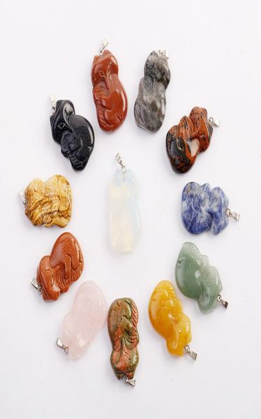 

whole charms natural stone handcarved animal carving fox bead pendants for jewelry necklace pendant shiping9245347, Silver