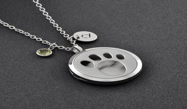 

ijpd0004 hollow paw print stainless steel aromatherapy essential oil diffuser locket pendant necklace6702521, Golden;silver