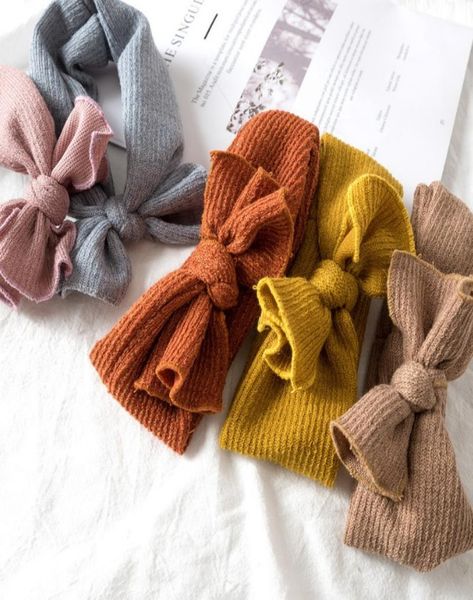 

baby girl fashion headband toddler autumn winter hairband solid color soft hair bands elastic hairbows 5colors5449094, Slivery;white