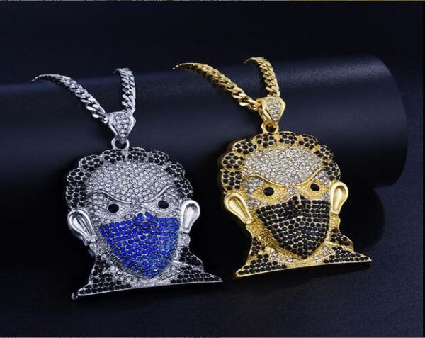 

large mask head pendant hip hop necklace jewelry 30 inch stainless steel cuban chain gd7841421511, Silver