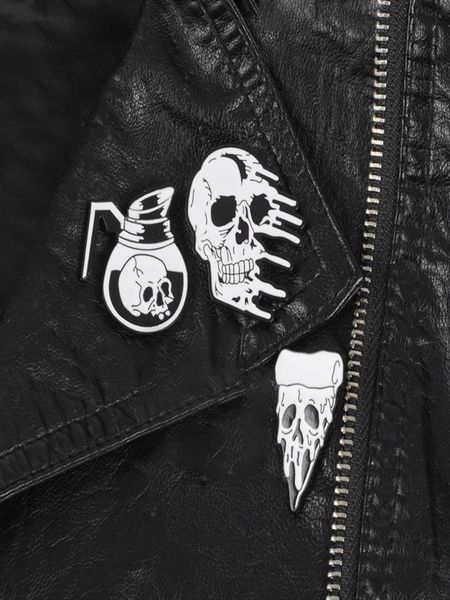 

20pcslot european teapot skull cowboy pins badge rose skeleton alloy paint brooches halloween clothing pin jewelry accesso42841487, Gray