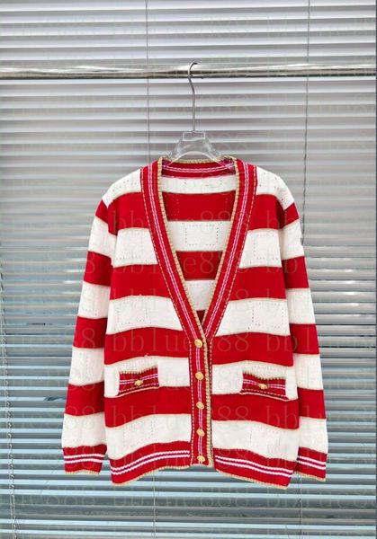 

women's sweater letter hollow jacquard gold edge knitted cardigan v-neck coat sweater cute and versatile 712, White;black