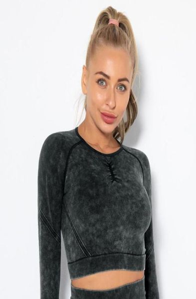 

yoga outfit women workout sportswear long sleeve shirts slim fit fitness crop lifting joggers training gym activewear only 6298425