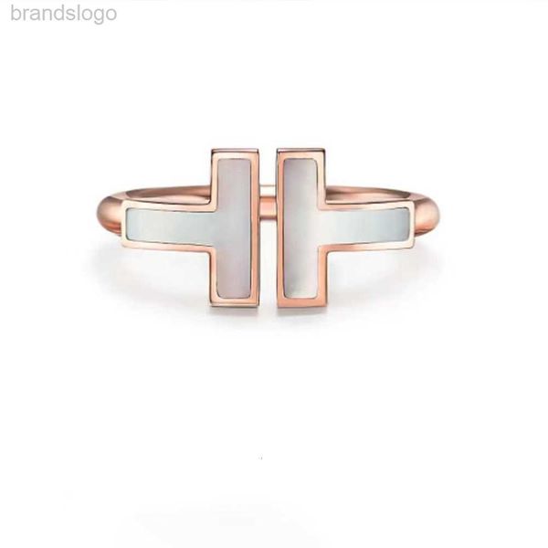 

18k gold t open ring designer brand ring men's and women's wedding ring couple valentine's day gift high quality, Silver