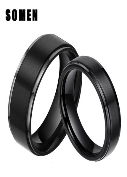 

wedding rings 2pcs 6mm 8mm sets 100 pure titanium black couple bands engagement lovers jewelry alliance bague homme9305795, Slivery;golden