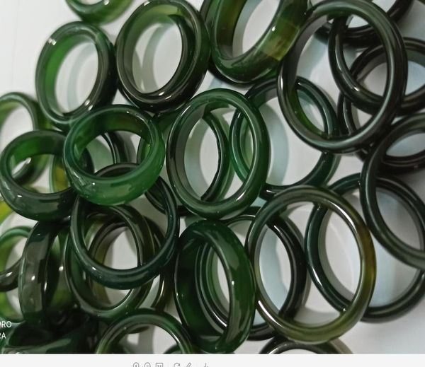 

natural green chalcedony agate rings ship ping01234564661319, Silver