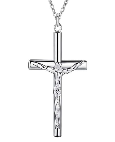 

whole 925 silver plated jesus cross pendant necklace fashion party jewelry christmas gifts for women 8171636