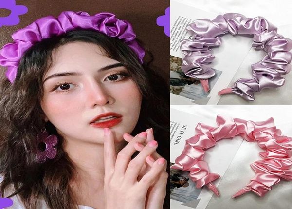 

new fashion solid color headband silk cloth hair bands for women girls handmade hairband hair hoop hair accessories headwear3757194, Silver