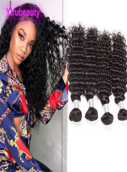 

brazilian virgin hair extensions 4 bundles deep wave curly unprocessed human hair 4 pieceslot weaves tissage natural color9975425, Black