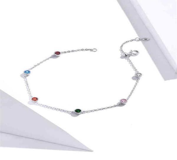 

21 5cm anklet 925 sterling silver romantic small round zircon charm anklet for women s925 ankle bracelet adjustable length 21101821569793, Red;blue