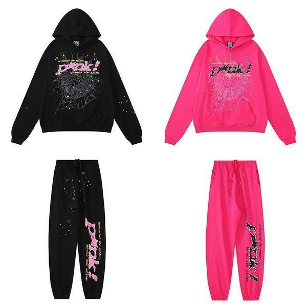 

hoodies young thug same sp5der 555555 cotton terry sweater pants loose relaxed for men and women, Black