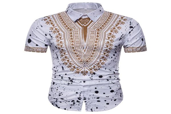 

african printed white black shirt men new slim fit short sleeve casual mens dress shirts m3xl6821488