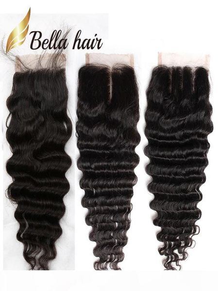 

bella hair 8a 826in brazilian hair closure deep wave hd preplucked virgin hair natural color wavy lace closure human hair p5018930, Black;brown