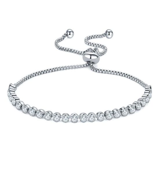 

3mm thick women row diamond bracelet exquisite round zircon pull rope bracelet adjustable hand rope luxury jewelry accessories5733463, Golden;silver