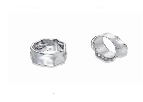 

titanium steel nonfading ring niche design dark cold wind fold texture irregular couple trend accessories3267947, Silver