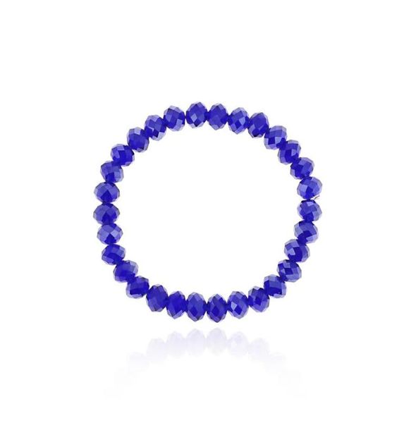 

6mm briolette crystal glass beads bracelet faceted briollete rondelle shape beaded stretch bracelet assorted colors2512440, Black