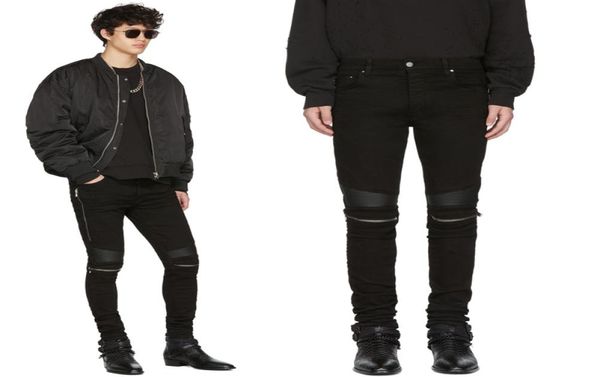 

classic knee zipper jeans slp miri slim motorcycle denim pants fashion designer hip hop mens jeans hq181353304, Blue