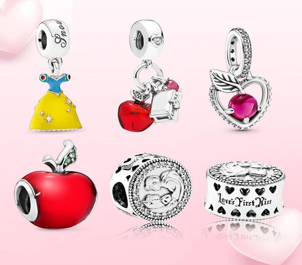 

925 sterling silver red apple charm european beads with original box chain bracelet jewelry diy making7260084, Bronze;silver