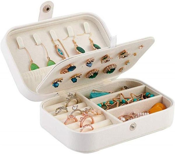 

pu leather jewelry box portable travel jewelry organizer display storage case double layer holder rings earrings necklace packagin7353989, Black;white